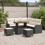 Ensemble de Canapés de Jardin 8 Pièces avec Coussins Noir en Rotin