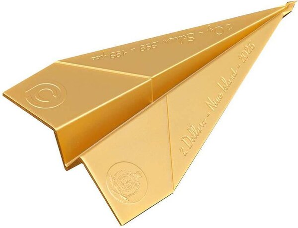Monnaie PAPER AIRPLANE Special Edition Gilded Folded Dreams 2 Oz Argent 2$ Niue 2026