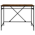 Bureau table poste de travail meuble d'ordinateur informatique étude chêne fumé 100 x 50 x 75 cm bois d'ingénierie et fer brun 02_0023563