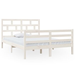 vidaXL Cadre de lit sans matelas blanc bois massif 140x200 cm