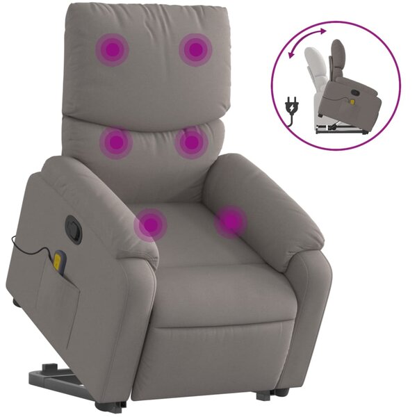 vidaXL Fauteuil inclinable de massage Taupe Tissu