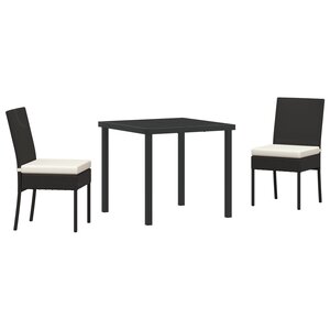 vidaXL Ensemble de salle à manger de jardin 3 pièces Noir Poly Rattan