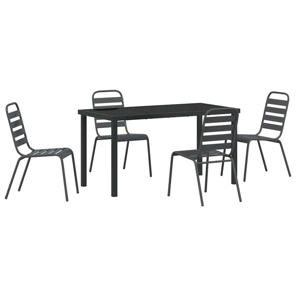 vidaXL Ensemble de salle à manger pour jardin 5 Pièces Gris foncé Acier