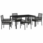vidaXL Ensemble de salle à manger pour jardin 5 Pièces Noir Poly rotin