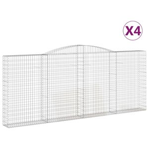 vidaXL Paniers à gabions arqués 4 Pièces 400x30x160/180 cm Fer galvanisé