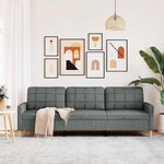vidaXL Canapé à 3 places Gris foncé 210 cm Tissu