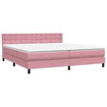 vidaXL Sommier à lattes de lit avec matelas et LED rose 180x210 cm velours