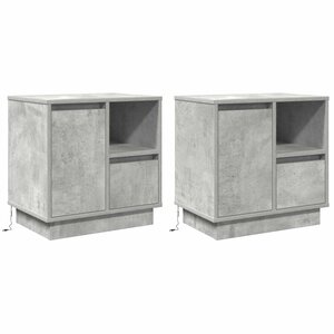 vidaXL Cabinet de chevet 2 Pièces Gris béton 50 x 34 5 x 50 cm.