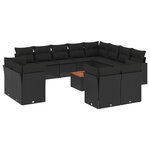 vidaXL Salon de jardin avec coussins 13 Pièces noir résine tressée