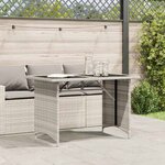vidaXL Table de jardin et dessus en verre gris clair 110x68x70cm rotin