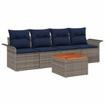 vidaXL Ensemble de canapé de jardin 5 Pièces Gris et bleu marine