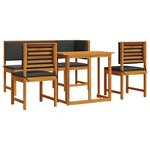 Set de salle à manger de jardin 5 pièces avec coussins en bois d'acacia