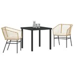 vidaXL Ensemble de salle à manger pour jardin 3 Pièces Marron polyrotin