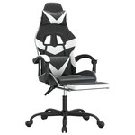 vidaXL Chaise de jeu pivotante et repose-pied Noir et blanc Similicuir