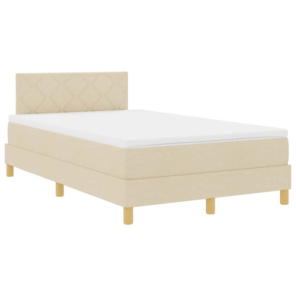 vidaXL Lit boxspring avec matelas Crème 120 x 190 cm tissu