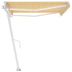 vidaXL Auvent automatique capteur de vent/LED 400x300cm Jaune et blanc