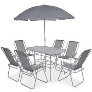 vidaXL Ensemble à manger d'extérieur 8 Pièces Acier et textilène Gris