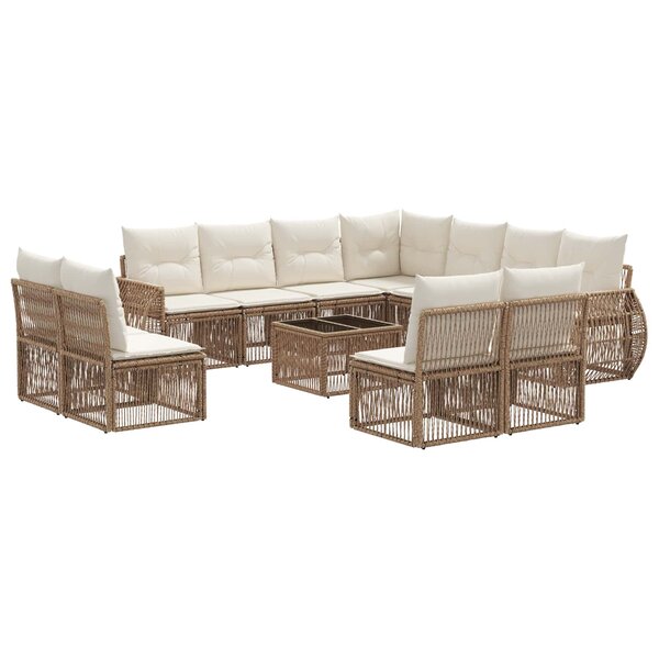 vidaXL Ensemble de canapé de jardin 12 Pièces Beige et blanc crème