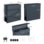 Boîte aux lettres murale avec porte-journaux clés facile à installer design moderne gris anthracite 12_0004400