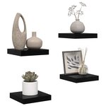 vidaXL Étagère murale flottante 4 Pièces Noir brillant 23x23 5x3 8 cm MDF