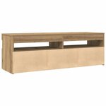 vidaXL Meuble TV avec lumières LED chêne artisanal bois d'ingénierie