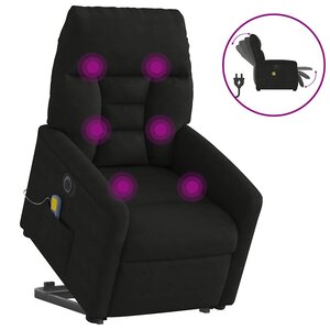 vidaXL Fauteuil inclinable de massage électrique noir tissu microfibre