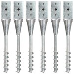 vidaXL Piquets au sol 6 Pièces Argenté 7x7x56 cm Acier galvanisé