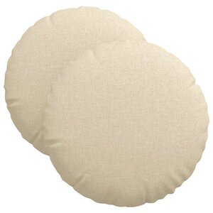 vidaXL Coussins de siège 2 Pièces Crème Ø40 x 13 cm tissu