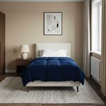 vidaXL Duvet d'été simple Matelassé Bleu foncé 135 x 220 cm Microfibre