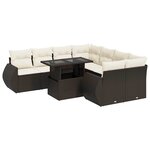 vidaXL Salon de jardin avec coussins 9 Pièces marron résine tressée