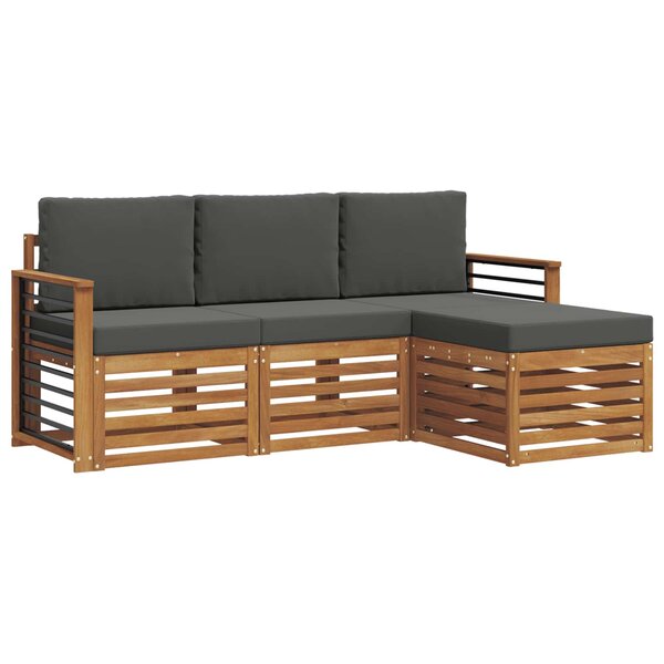 vidaXL Ensemble de canapés d'extérieur 4 Pièces Naturel et Anthracite