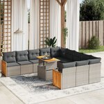 vidaXL Salon de jardin 11 Pièces avec coussins gris résine tressée