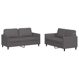 vidaXL Ensemble de canapés 2 Pièces avec coussins Gris Similicuir