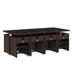 vidaXL Ensemble à manger de jardin avec coussins 13 Pièces marron rotin