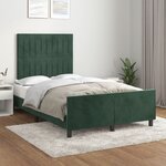 vidaXL Cadre de lit avec tête de lit vert foncé 120x190 cm velours
