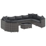 vidaXL Salon de jardin avec coussins 10 Pièces gris résine tressée