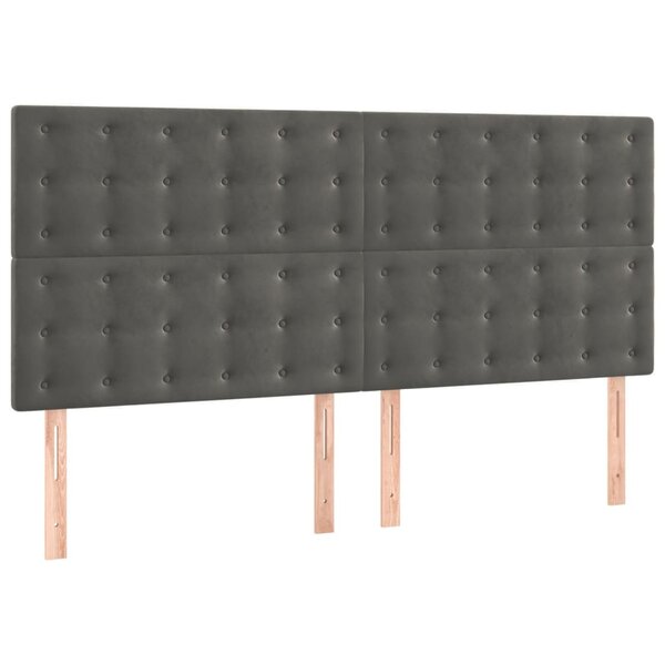 vidaXL Tête de lit Gris foncé 160 x 5 x 118/128 cm Velours