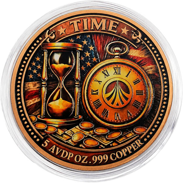 Monnaie TIME IS MONEY 5 Oz Medaille Cuivre