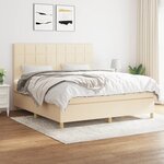 vidaXL Sommier à lattes de lit avec matelas Crème 160x200 cm Tissu
