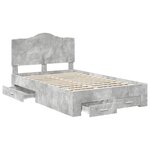 vidaXL Cadre de lit Gris béton 135 x 190 cm Bois d'ingénierie