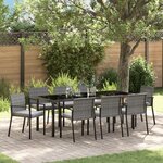 vidaXL Ensemble de jardin de 9 pièces Gris Poly Rattan