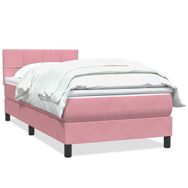 vidaXL Sommier à lattes de lit avec matelas rose 80x220 cm velours
