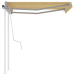 vidaXL Auvent manuel rétractable avec poteaux 3x2 5 m Jaune et blanc
