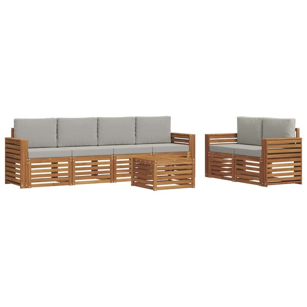 vidaXL Ensemble de canapés d'extérieur 7 Pièces Gris Naturel et Clair