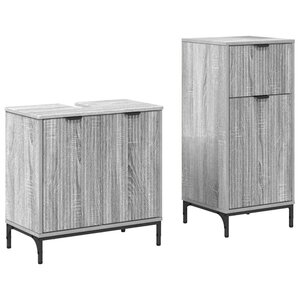 vidaXL Ensemble de mobilier de salle de bain 2 Pièces Gris Sonoma