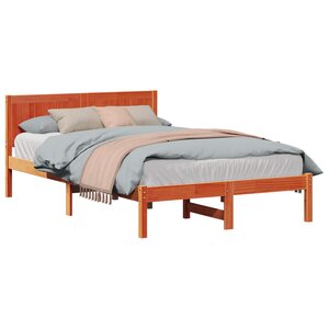 vidaXL Cadre de lit Marron 140 x 190 cm Bois de pin massif