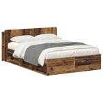 vidaXL Cadre de lit avec rangement Bois ancien 150 x 200 cm