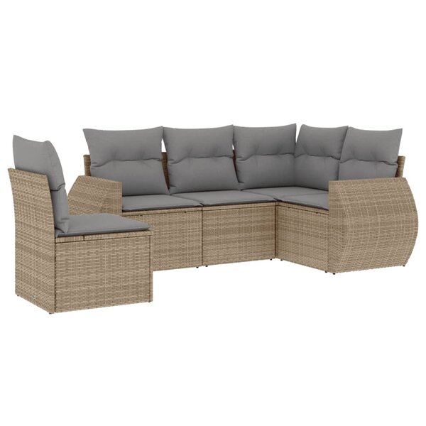 vidaXL Salon de jardin avec coussins 5 Pièces beige résine tressée