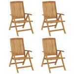 vidaXL Chaises de jardin inclinables lot de 4 et coussins bois teck