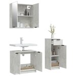 vidaXL Ensemble d'armoires de salle de bain 3 Pièces gris béton